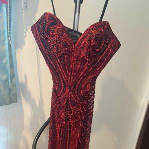 Bob Mackie Red Sparkling Vintage Coctail Dress